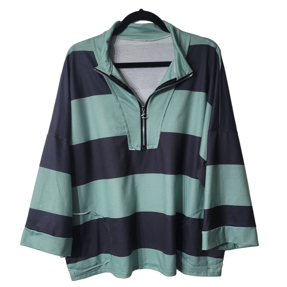 Striped Half-Zip Lightweight Pullover Size XXL